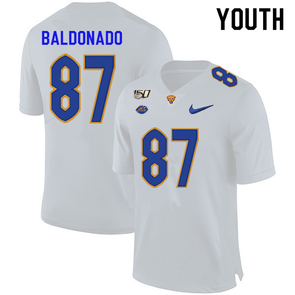 2019 Youth #87 Habakkuk Baldonado Pitt Panthers College Football Jerseys Sale-White